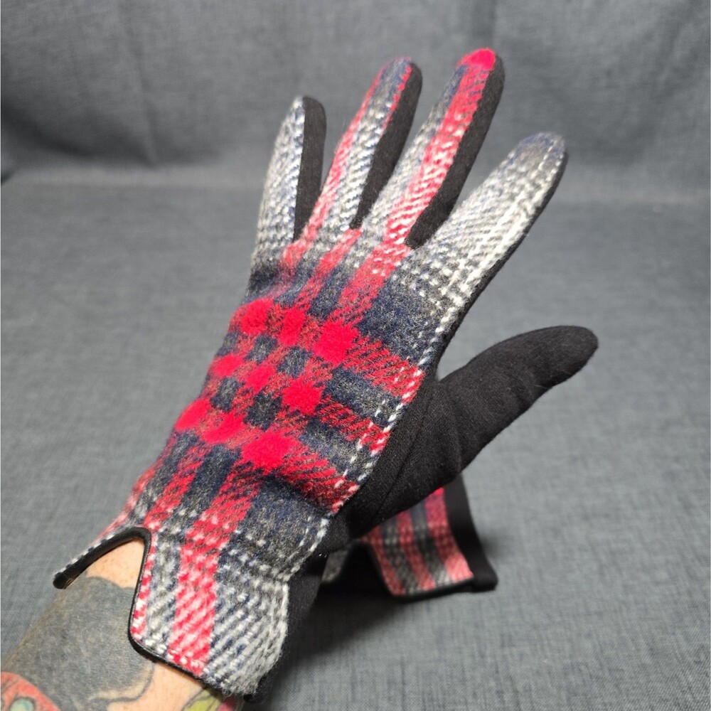 Vintage Red Plaid Women's Winter Gloves